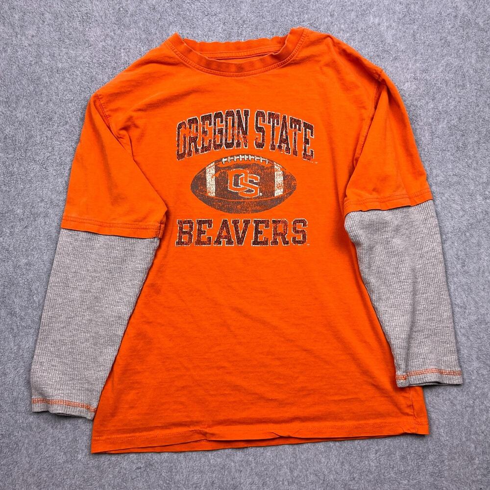 Oregon State Beavers Pro Edge T-Shirt Youth 18 Orange Cotton Thermal Sleeves